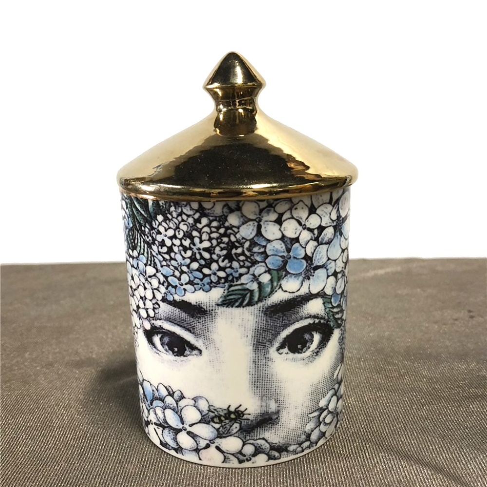 New! Blue Floral Face Storage Jar